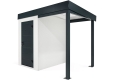 Garden mini house with 1,5m right carport in white